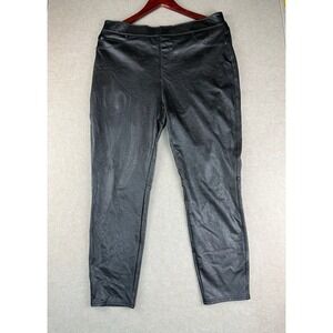 Spanx Leggings Womens Size XL‎ Black Faux Leather Petite High Rise Slim Fit